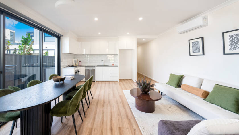 Open plan living area of a residential property in Brunswick, Melbourne — real estate photography by Melbourne Property Media