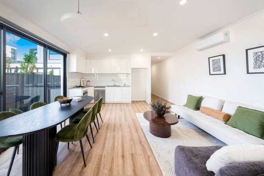 Open plan living area of a residential property in Brunswick, Melbourne — real estate photography by Melbourne Property Media
