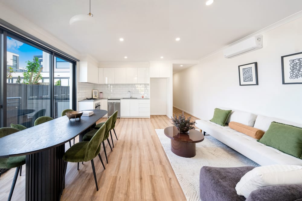 Open plan living area of a residential property in Brunswick, Melbourne — real estate photography by Melbourne Property Media