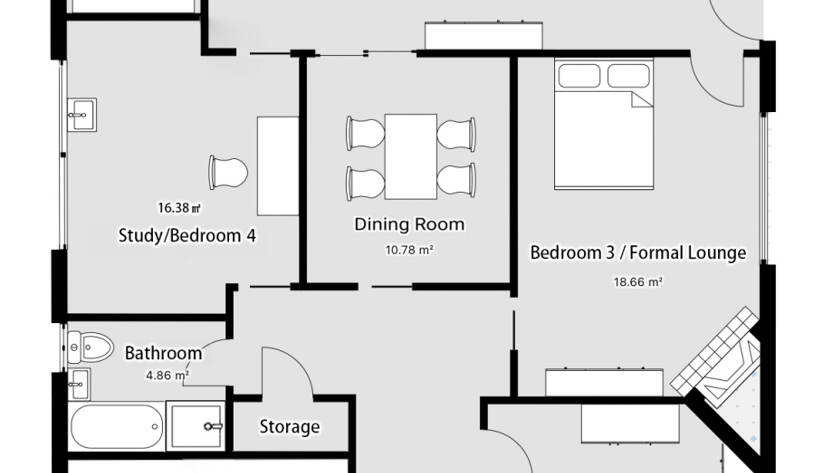Floor plan of a residential property in Docklands, Melbourne — real estate photography by Melbourne Property Media