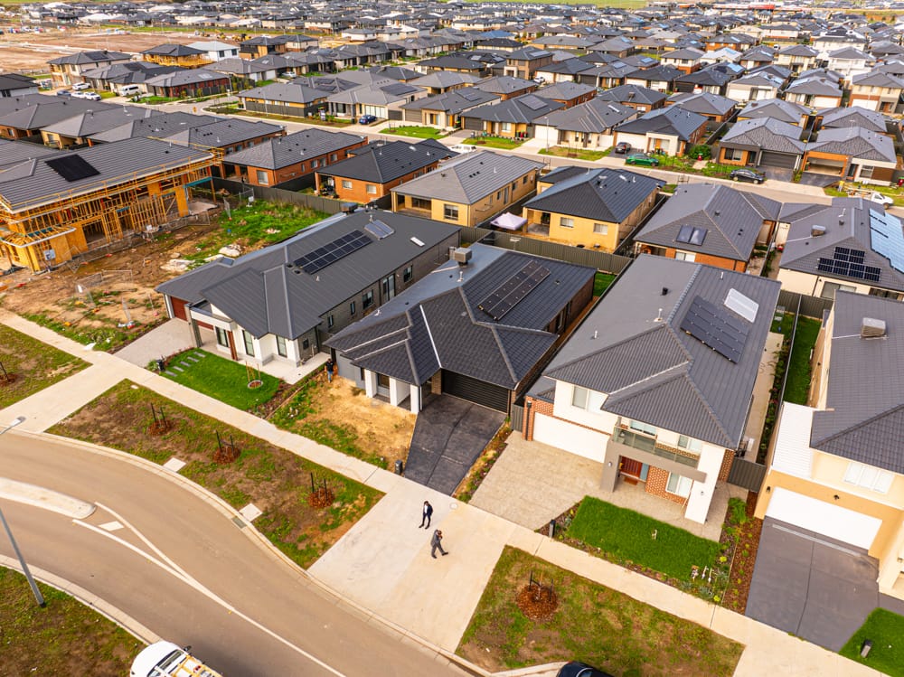 Aerial progress photography of a residential development in Melbourne